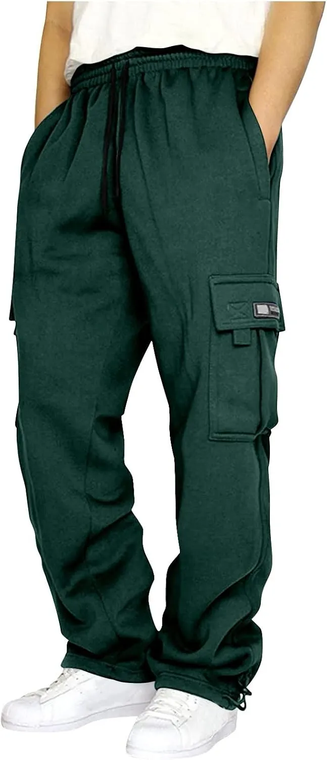 Men's Casual Cargo Pants, Hiking Pants Workout Joggers Sweatpants for Men, Rope Loose Fit Lightweight Sports Trousers