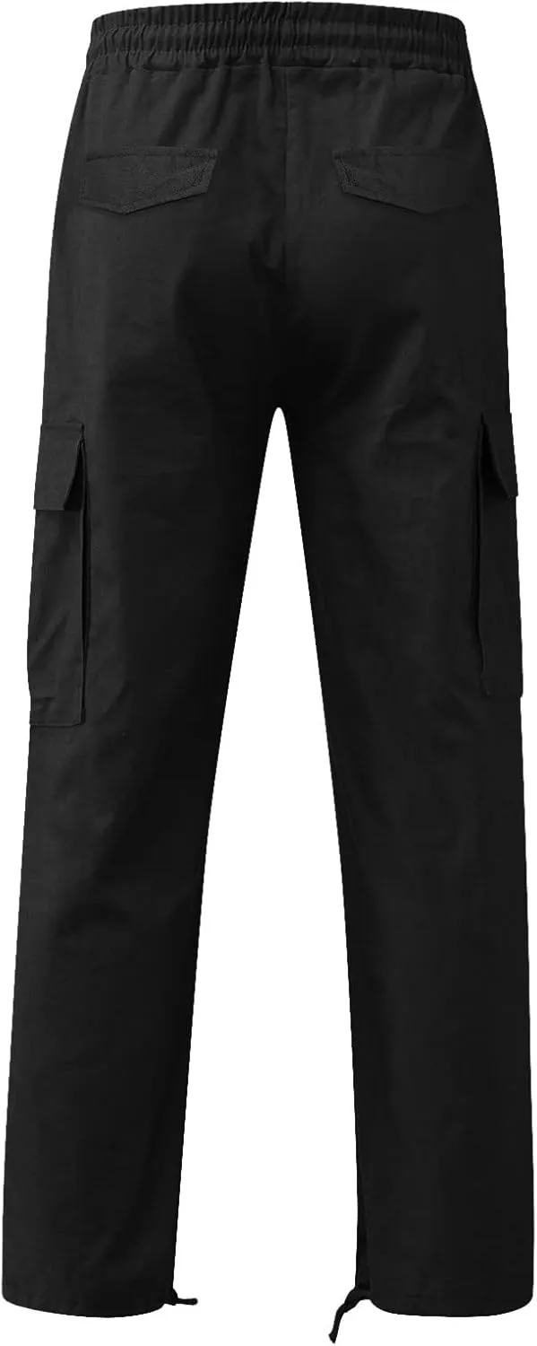 Men's Causal Wide Leg Cargo Pants Athletic Pants Loose-Fit Classic Lightweight Comfy Daily Wear with Multi-Pocket