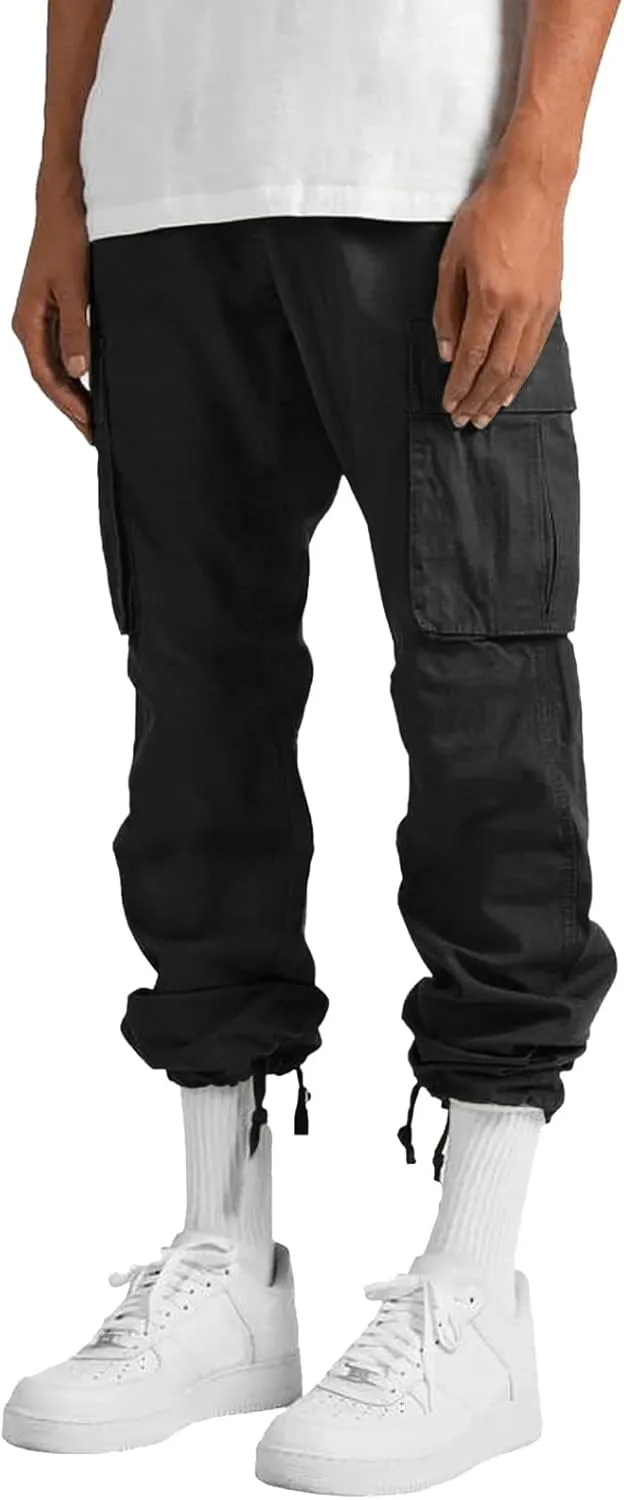 Men's Causal Wide Leg Cargo Pants Athletic Pants Loose-Fit Classic Lightweight Comfy Daily Wear with Multi-Pocket