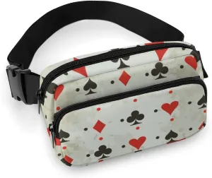 Mens Crossbody Workout Belt Bag Compatible with Poker Card Pattern Water-Resistant Fanny Pack for Hiking/Jogging