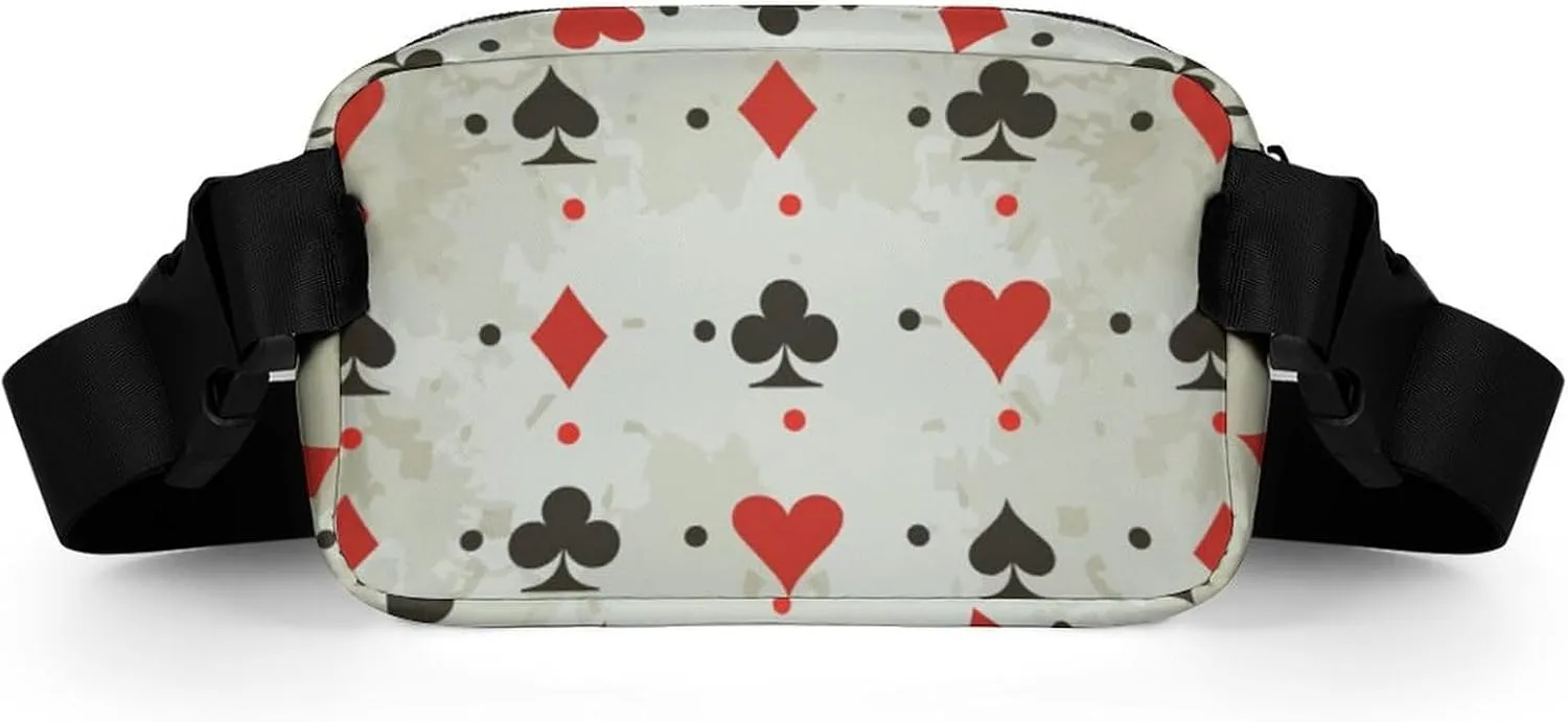 Mens Crossbody Workout Belt Bag Compatible with Poker Card Pattern Water-Resistant Fanny Pack for Hiking/Jogging