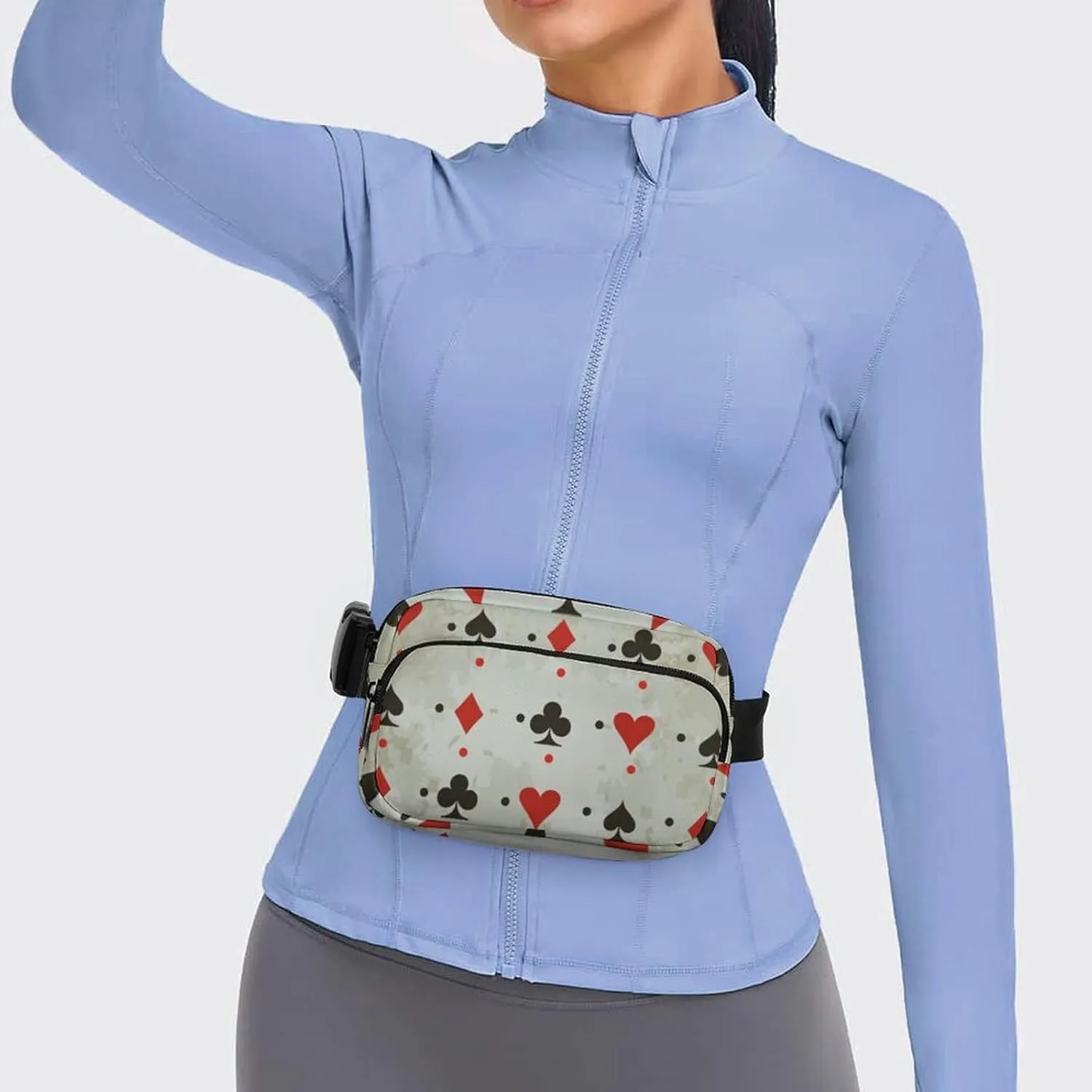 Mens Crossbody Workout Belt Bag Compatible with Poker Card Pattern Water-Resistant Fanny Pack for Hiking/Jogging