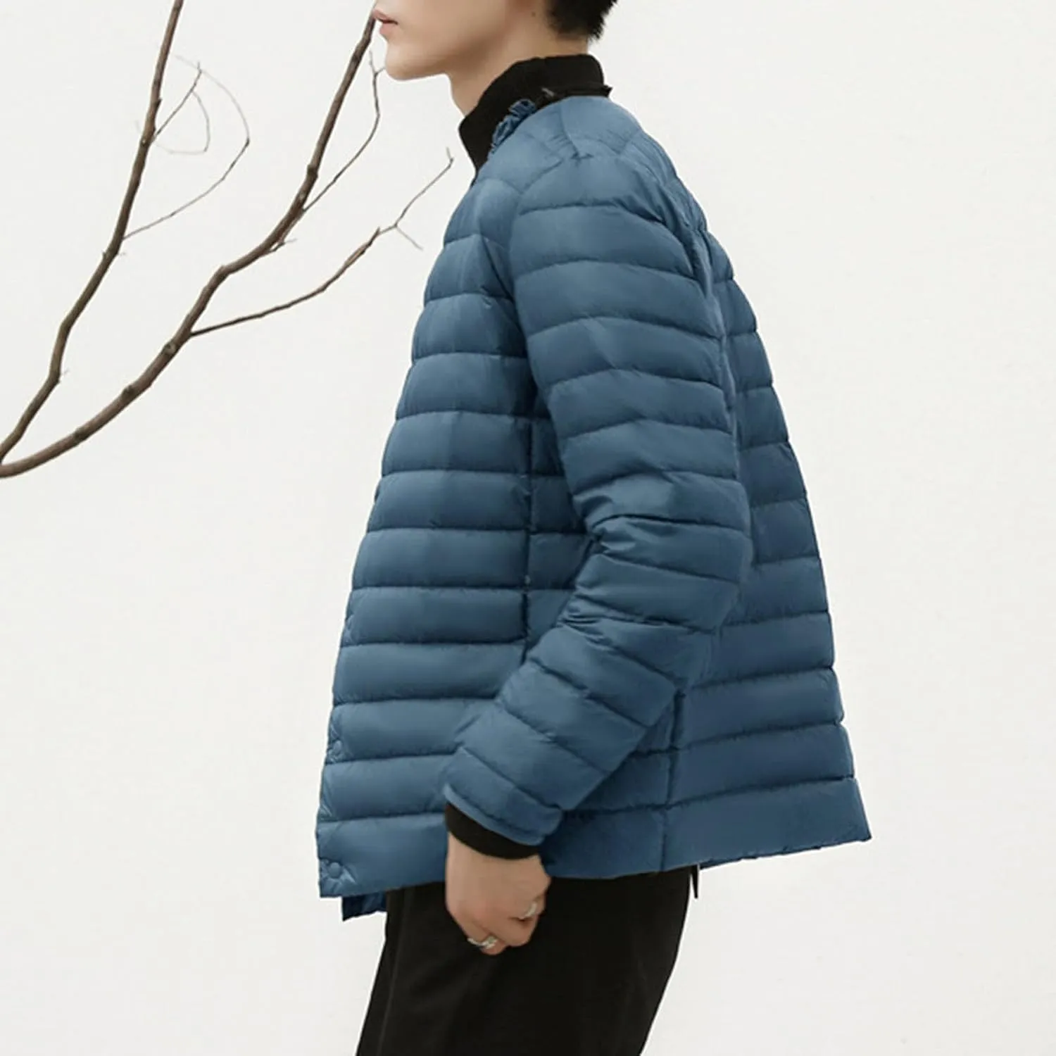 Men's Down Jacket Male Lightweight Puffer Winter Collarless Jacket Man Warm Inner Down Jacket Liner