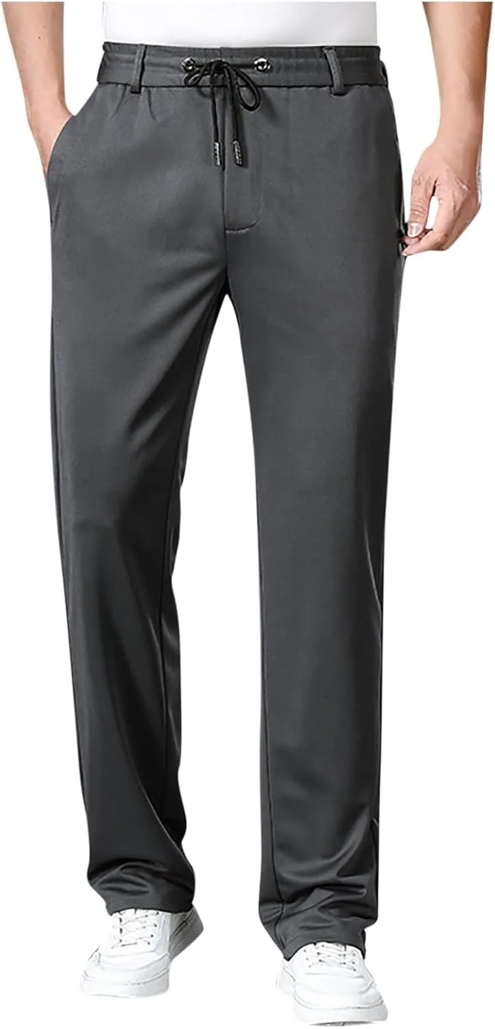 Men's Fashion Thin Solid Color Casual Elastic Sweatpants Chinos Pants Men Slim Fit
