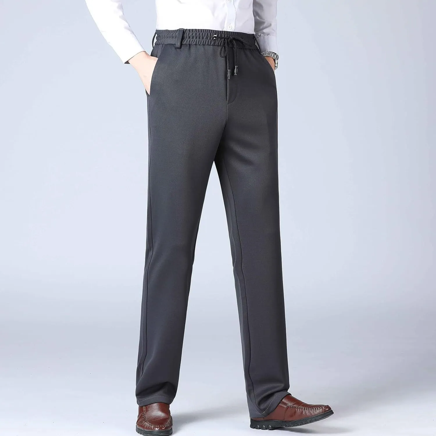Men's Fashion Thin Solid Color Casual Elastic Sweatpants Chinos Pants Men Slim Fit