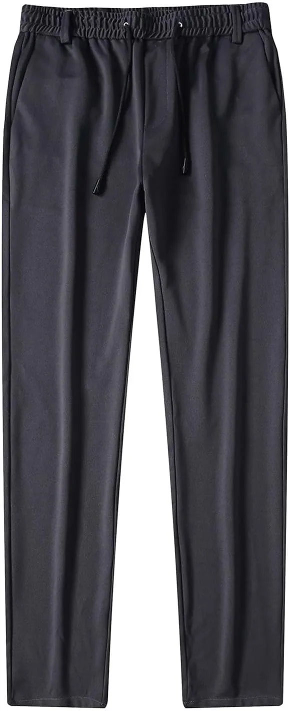 Men's Fashion Thin Solid Color Casual Elastic Sweatpants Chinos Pants Men Slim Fit