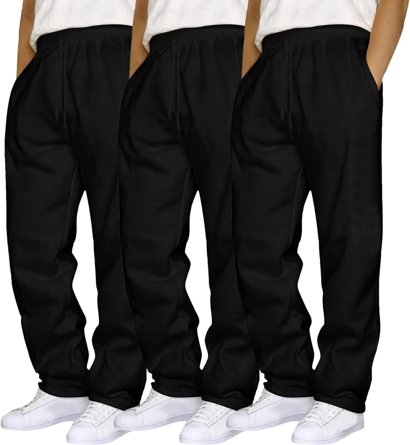 Mens Hip Hop Pants Casual Solid Color Track Cuff Lace Up Workout Pants with Pocket Pcs Pants for Man
