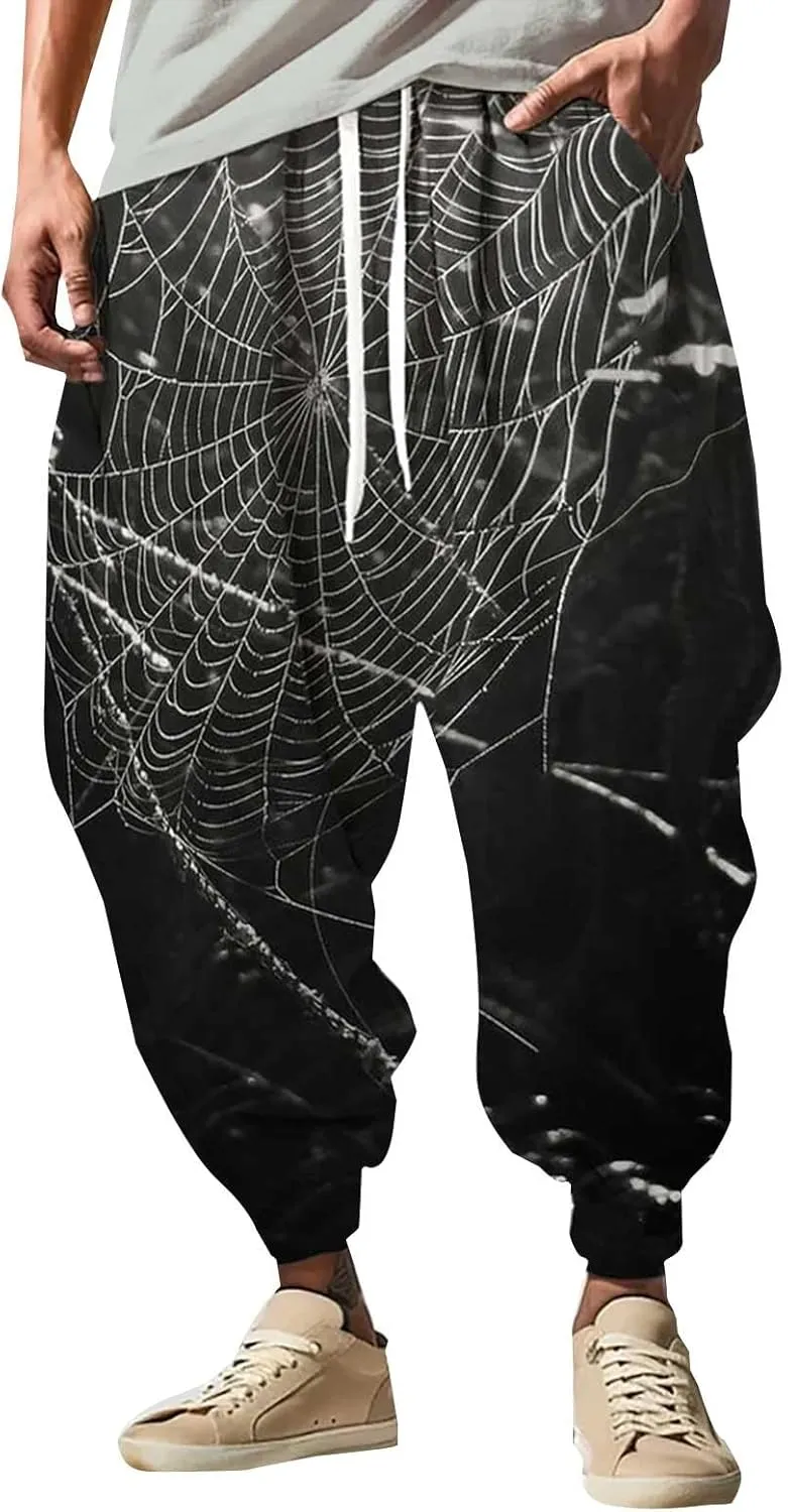 Mens Joggers Fun 3D Print Fashion Street Feel Casual Sweatpants Mens Harem Pants Baggy Pants Men Men's Linen