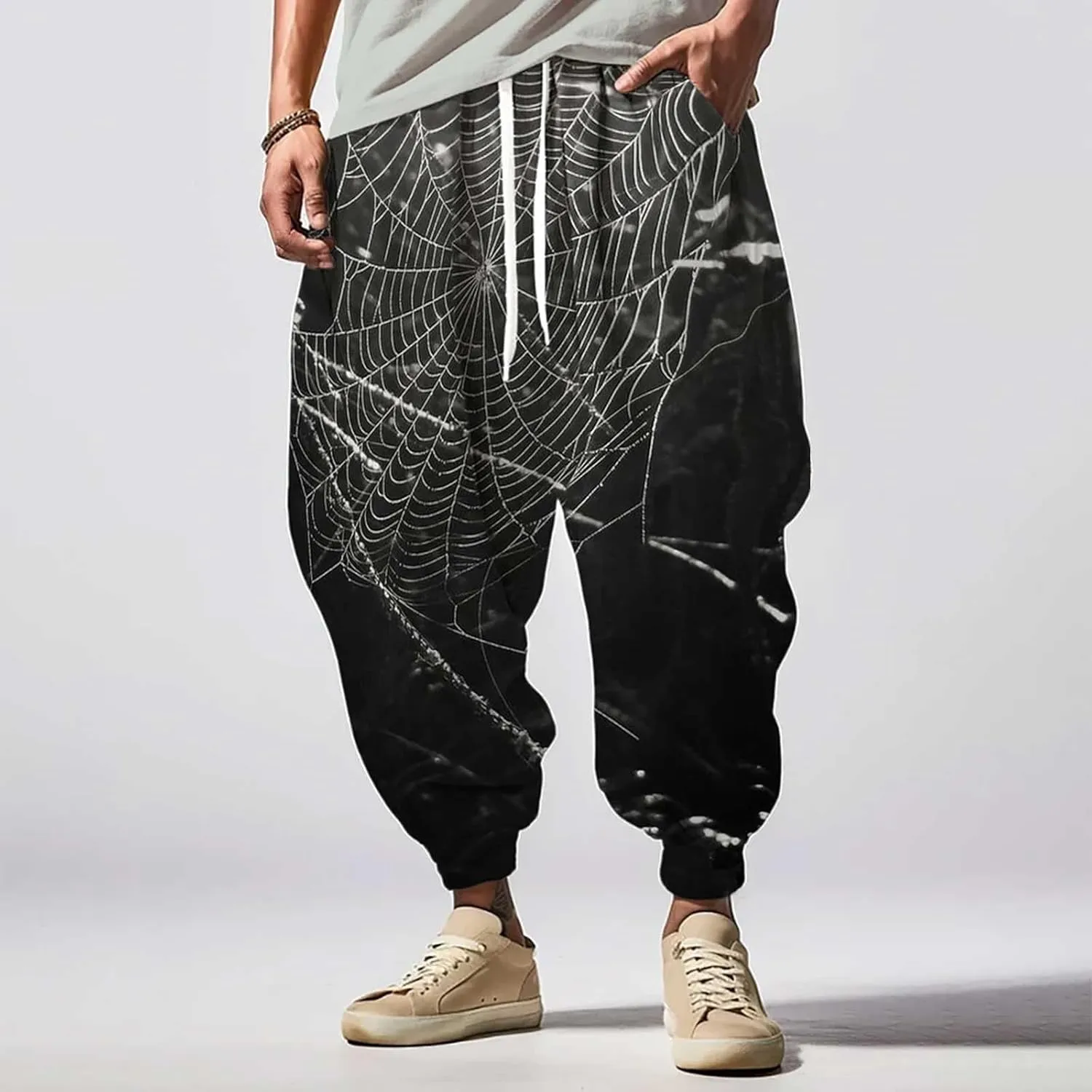 Mens Joggers Fun 3D Print Fashion Street Feel Casual Sweatpants Mens Harem Pants Baggy Pants Men Men's Linen