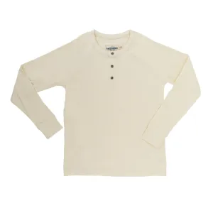 Mens Organic Thermal Henley - White Sand