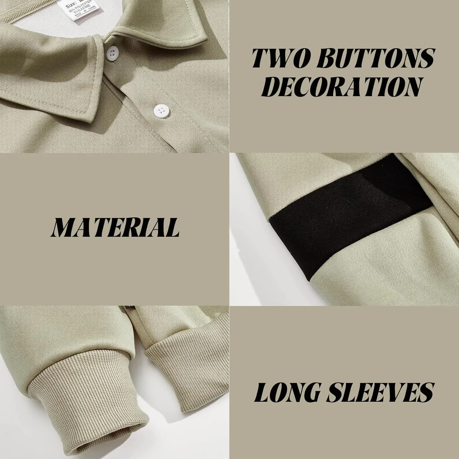 Mens Quarter Sweatshirt Casual Long Sleeve Polo Collar Quilted Sweatshirt Striped Button Pullover Shirts