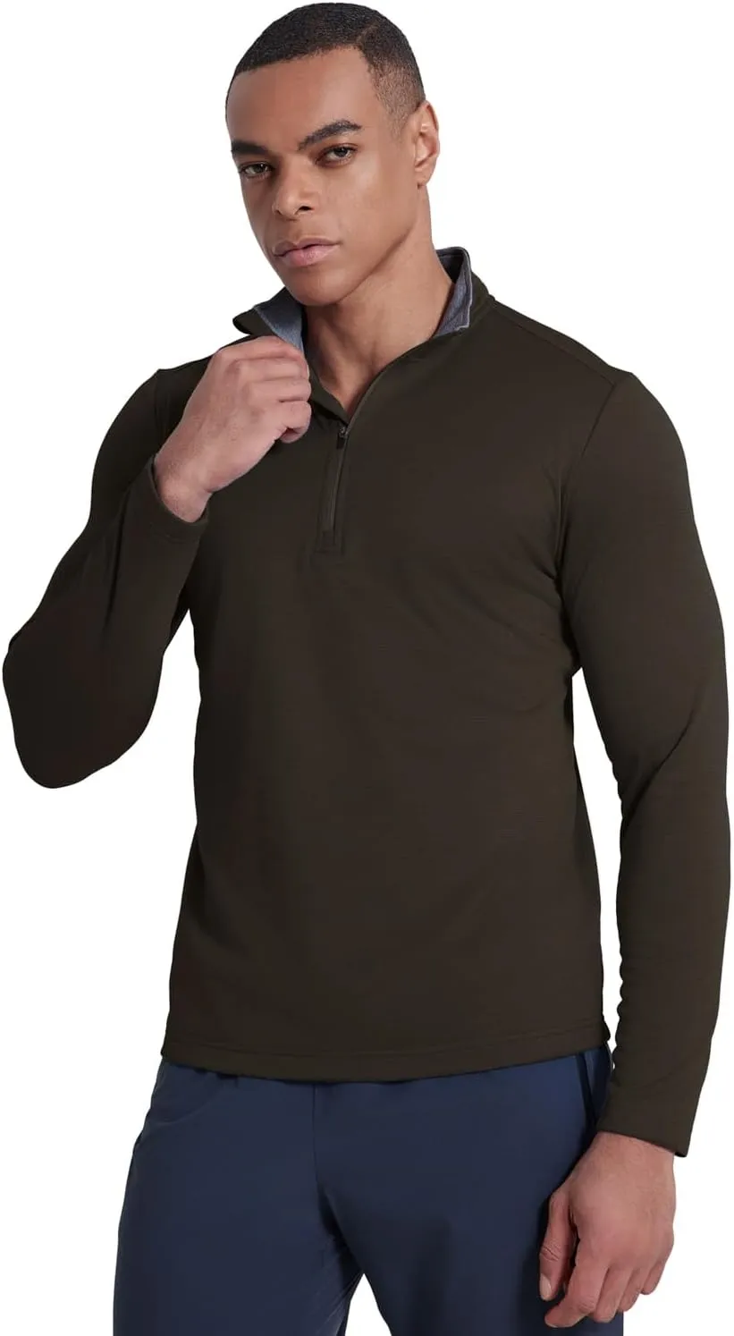 Men's Quarter Zip Pullover Fleece Sweatshirt UPF 50  Long Sleeve Golf Shirts Lightweight Athletic Sports Pullover Tops