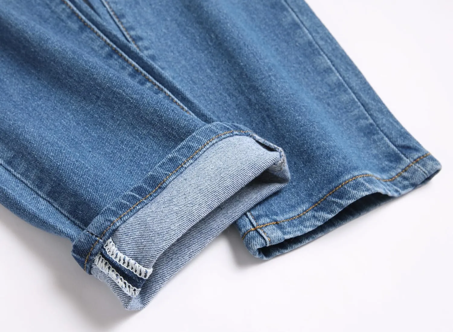 Men's Ripped Patch Elastic Jeans Fashion Slim Fit Regular Denim Pants