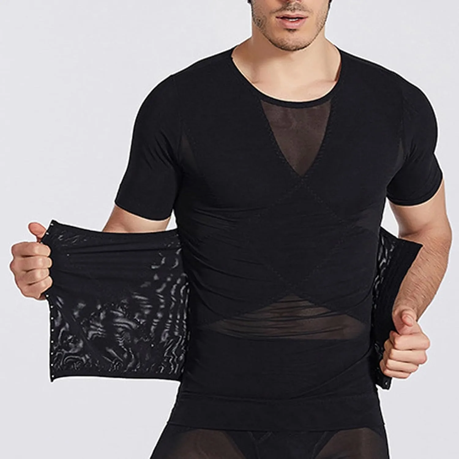 Mens Shapewear Tank Top Men's Body Shaper Compression Mesh Sleeveless Tank Tops Undershirt Chest Compression Shirt Plain