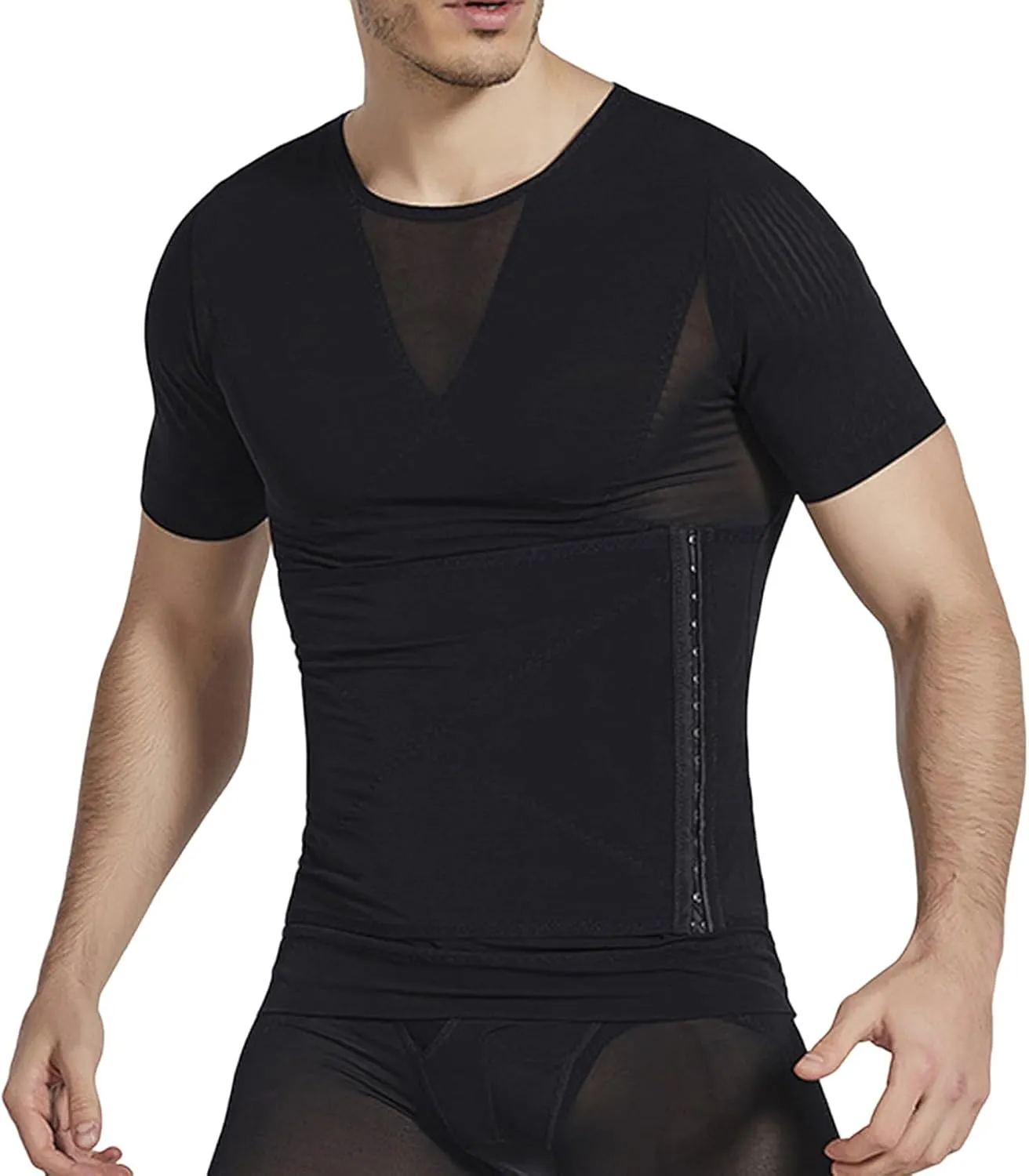 Mens Shapewear Tank Top Men's Body Shaper Compression Mesh Sleeveless Tank Tops Undershirt Chest Compression Shirt Plain