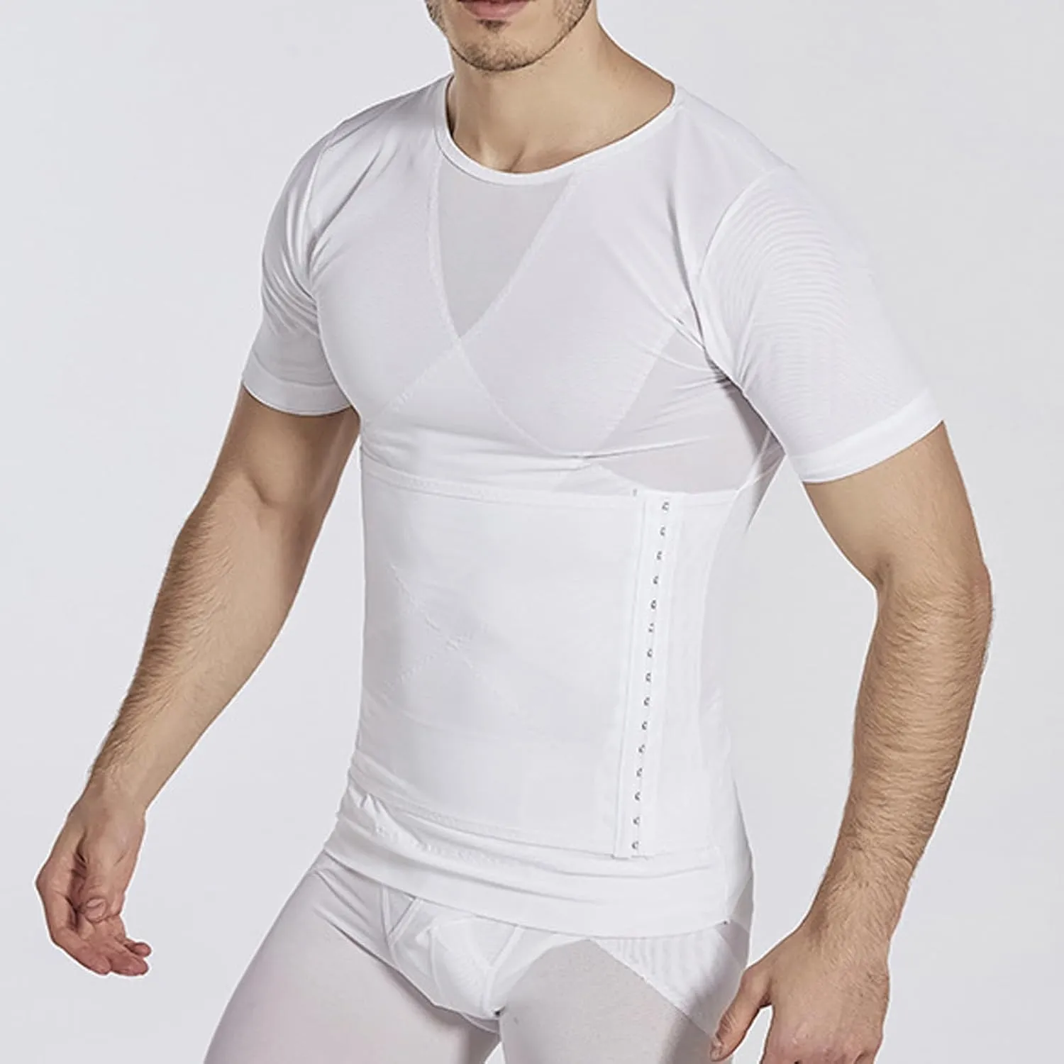 Mens Shapewear Tank Top Men's Body Shaper Compression Mesh Sleeveless Tank Tops Undershirt Chest Compression Shirt Plain