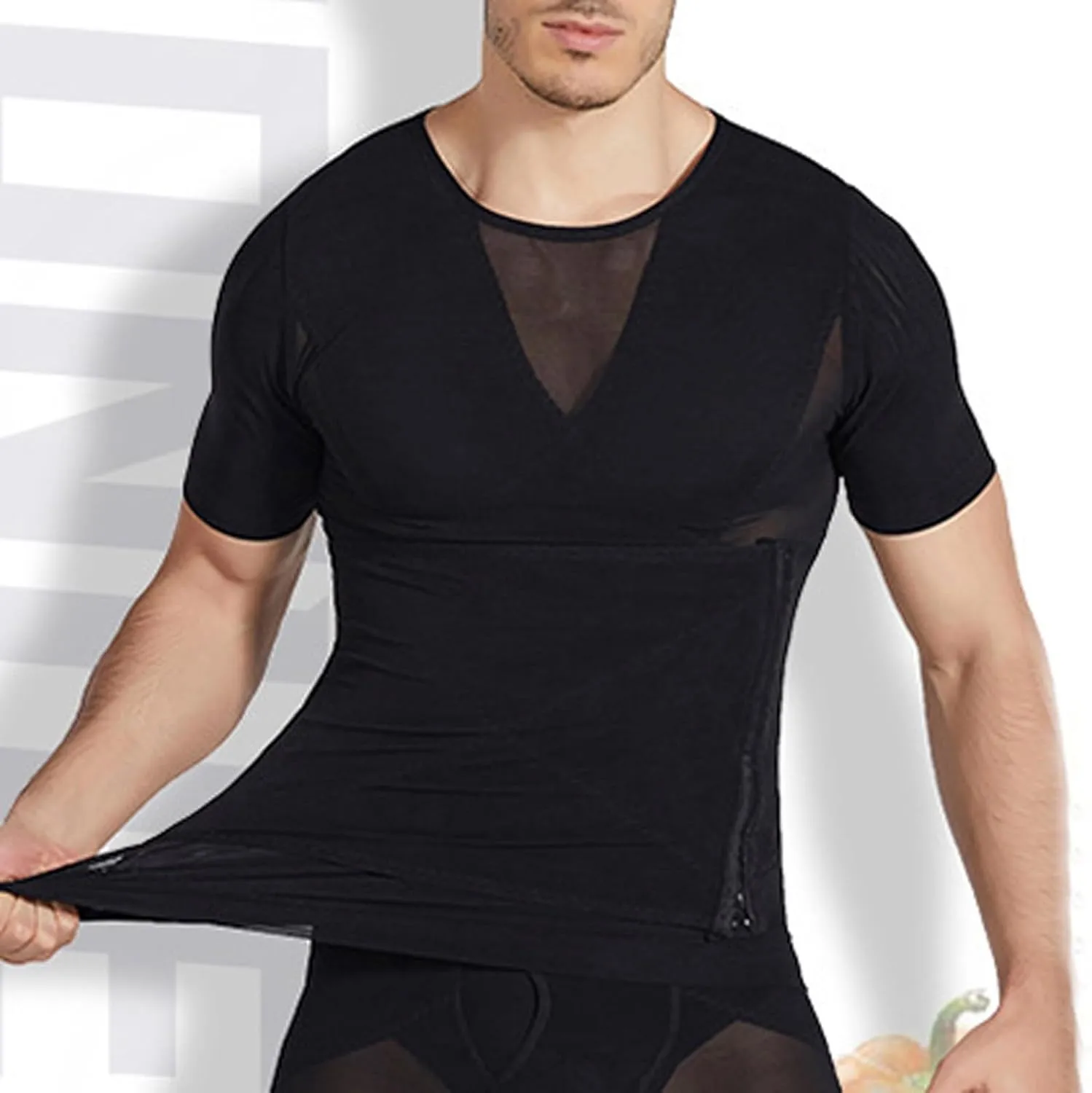 Mens Shapewear Tank Top Men's Body Shaper Compression Mesh Sleeveless Tank Tops Undershirt Chest Compression Shirt Plain