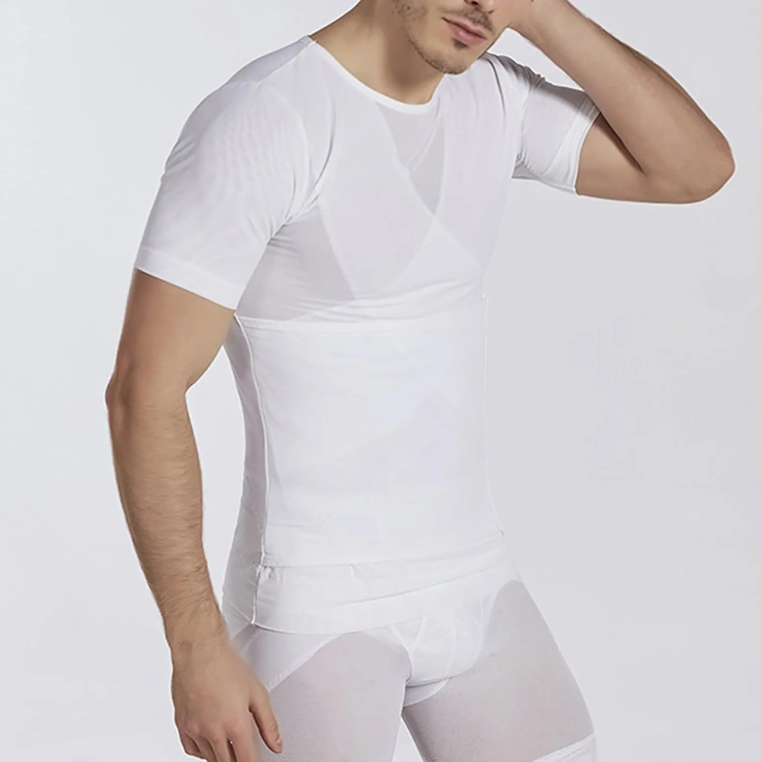 Mens Shapewear Tank Top Men's Body Shaper Compression Mesh Sleeveless Tank Tops Undershirt Chest Compression Shirt Plain