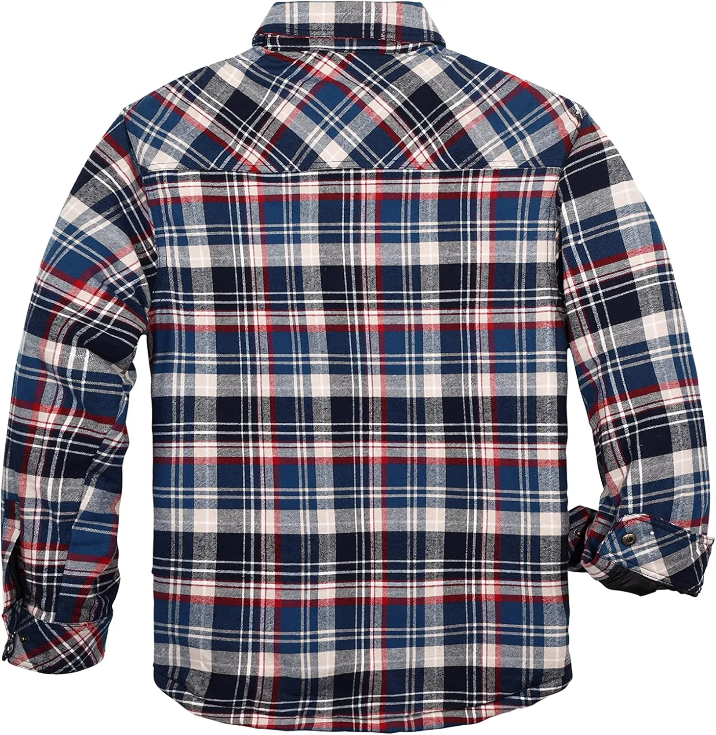 Men's Sherpa Lined Flannel Quilted Jacket Long Sleeve Cotton Button Up Down Jacket Winter Shirts