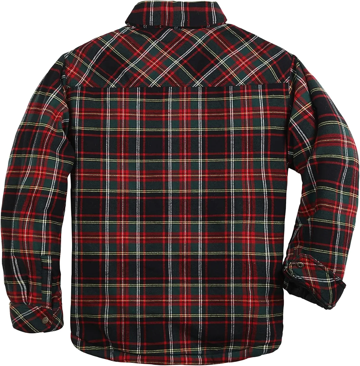 Men's Sherpa Lined Flannel Quilted Jacket Long Sleeve Cotton Button Up Down Jacket Winter Shirts