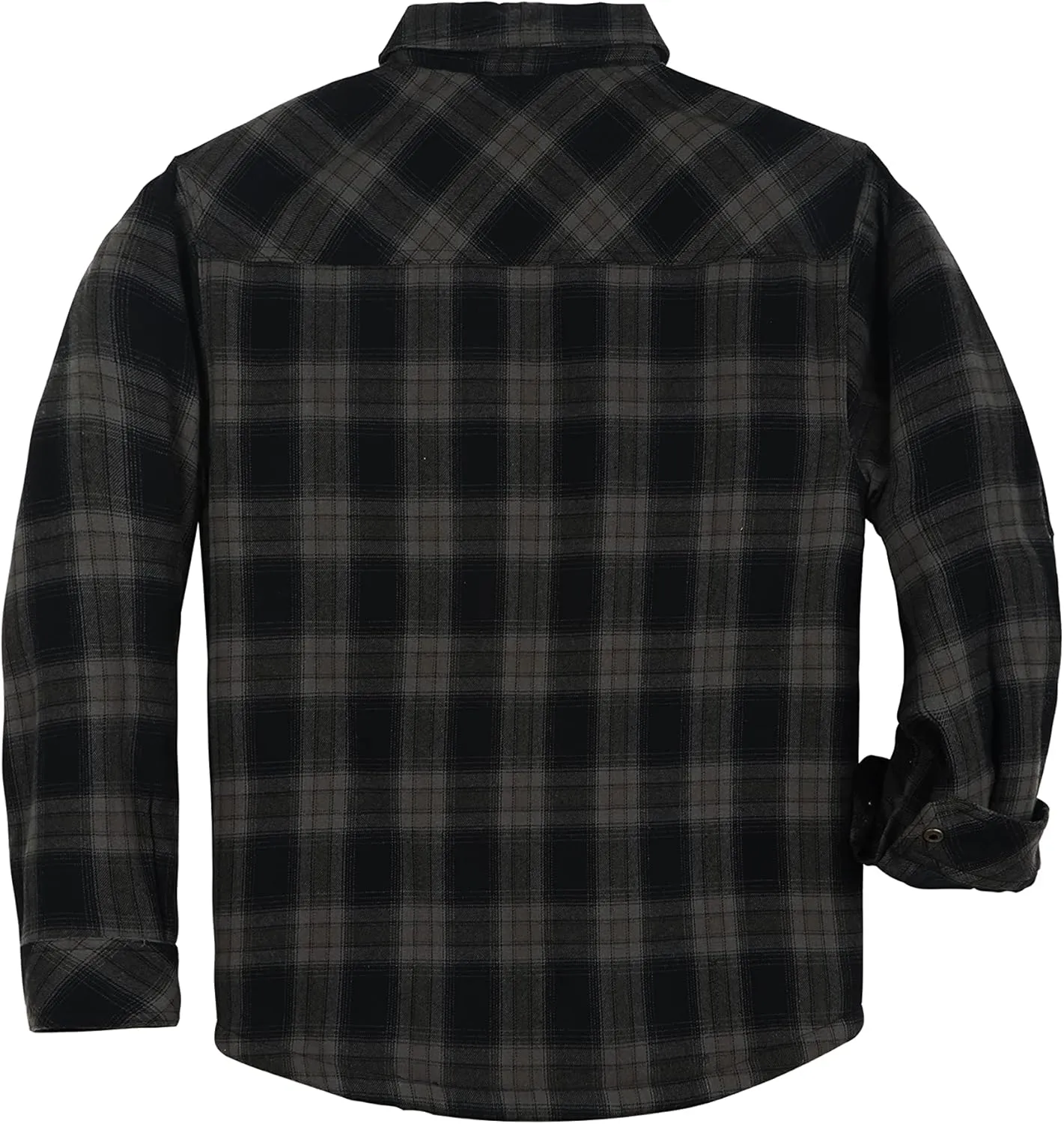 Men's Sherpa Lined Flannel Quilted Jacket Long Sleeve Cotton Button Up Down Jacket Winter Shirts