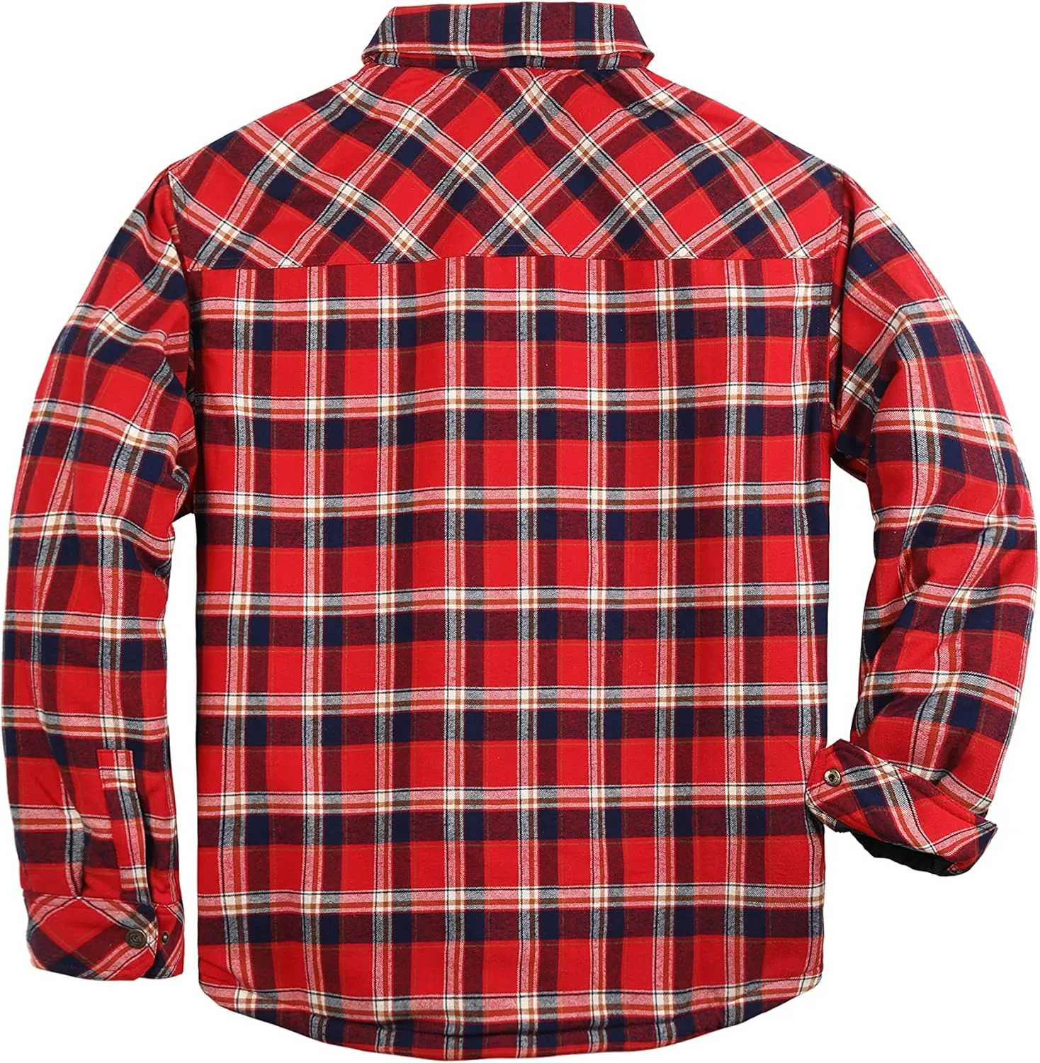 Men's Sherpa Lined Flannel Quilted Jacket Long Sleeve Cotton Button Up Down Jacket Winter Shirts