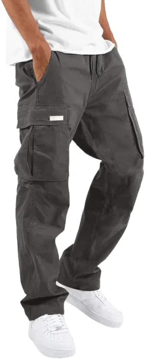 Mens Summer Lightweight Pants Loose Fit Straight Leg Sweatpants Cargo Pant with Pocket Casual Sports Outdoor Athletic Trouser