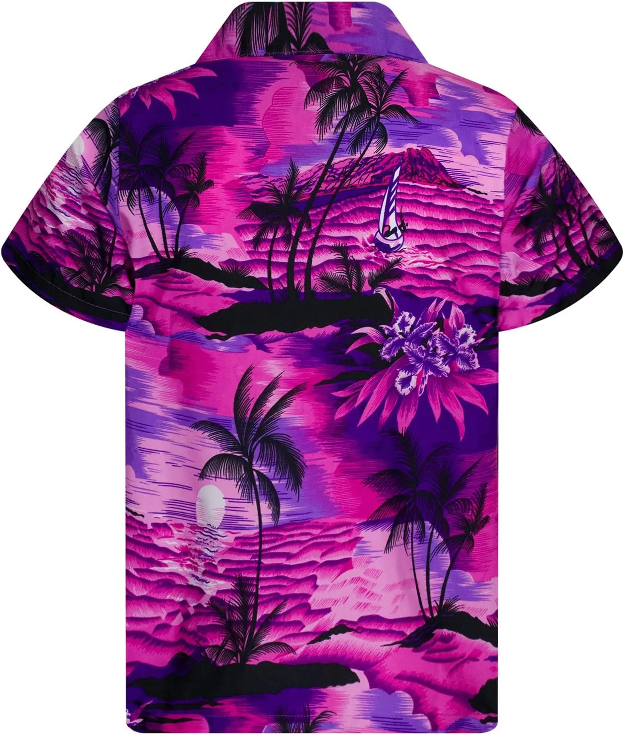 Men's Surfing-Shirt Short-Sleeve Casual-Button-Down Hawaii-Vacation Palms Sunset