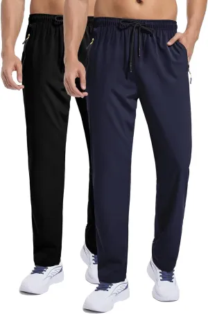 Men's Sweatpants Lightweight Workout Pants with Zipper Pockets Elastic Waist Athletic Pants for Men Exercise Jogging Hiking