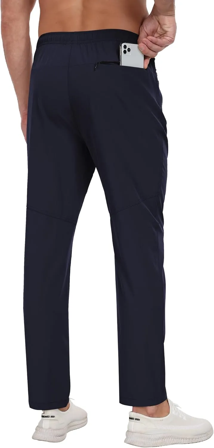 Men's Sweatpants Lightweight Workout Pants with Zipper Pockets Elastic Waist Athletic Pants for Men Exercise Jogging Hiking
