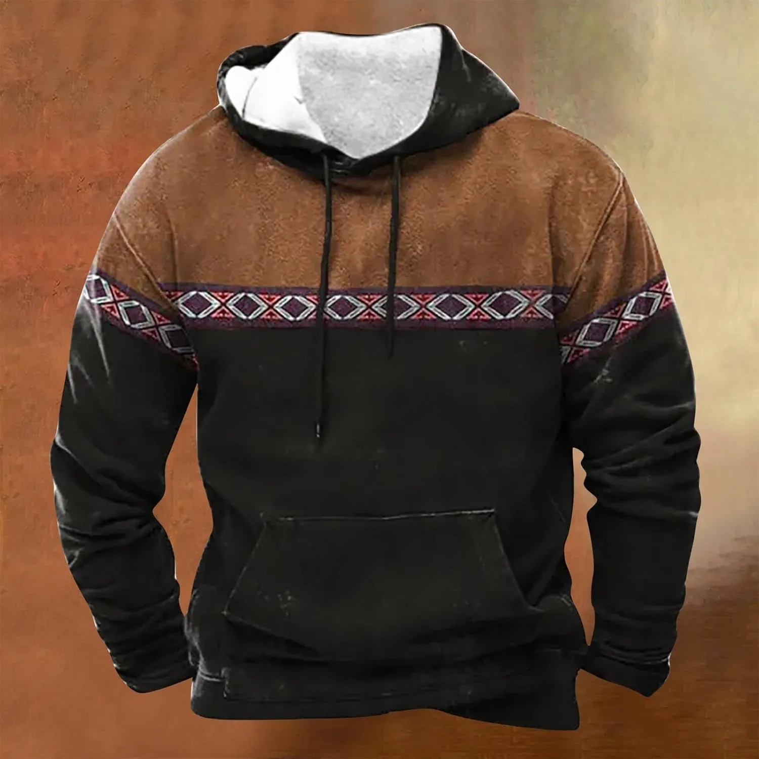 Mens Sweatshirts Winter Vintage Long Sleeve Hoodie Half Zipper Hooded Sweatshirt Top Workwear Multi Pocket Mf Shirt