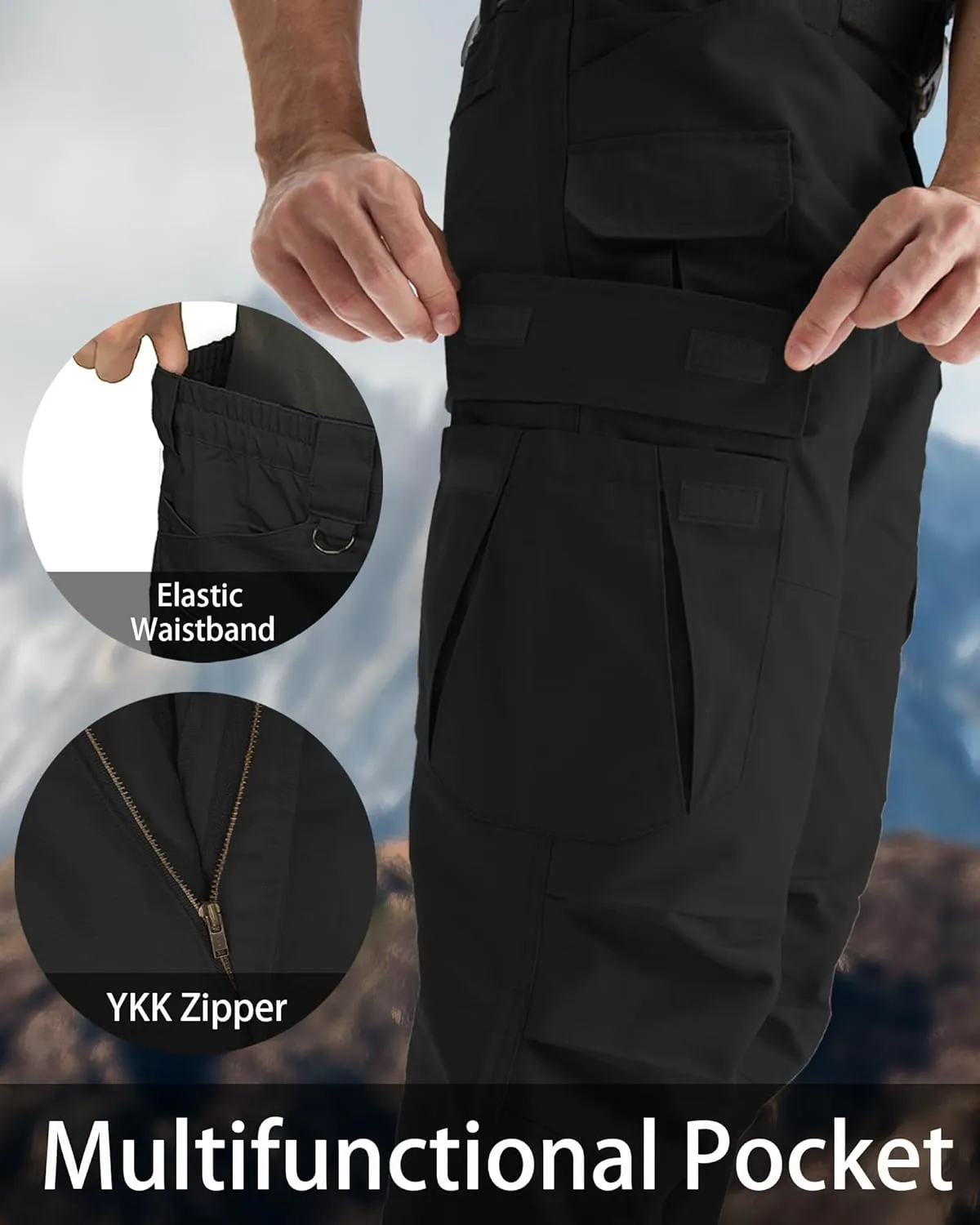 Men's Tactical Cargo Pants, Lightweight Water-Resistant, Ripstop Fabric for Hiking, Work, Outdoor Activities