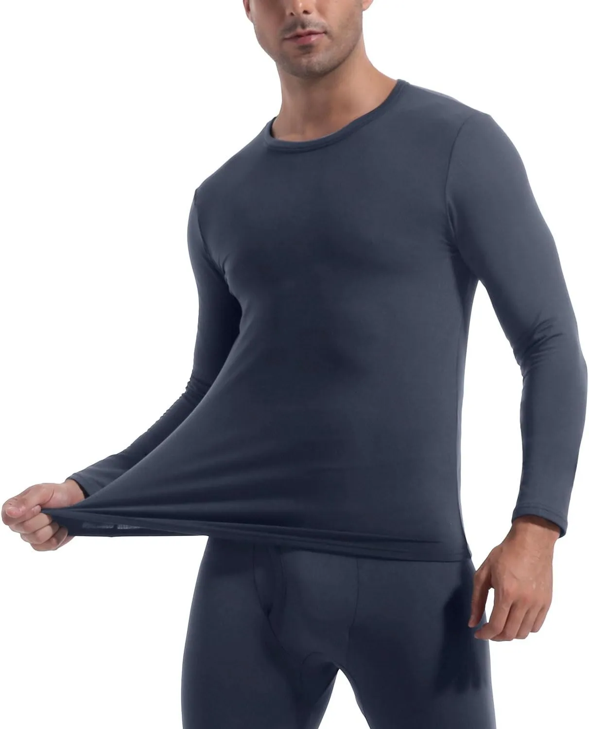 Men's Thermal Shirt 1/2/4 Pcs Fleece Lined Long Sleeve Tops Athletic Base Layer Long John Shirts for Men
