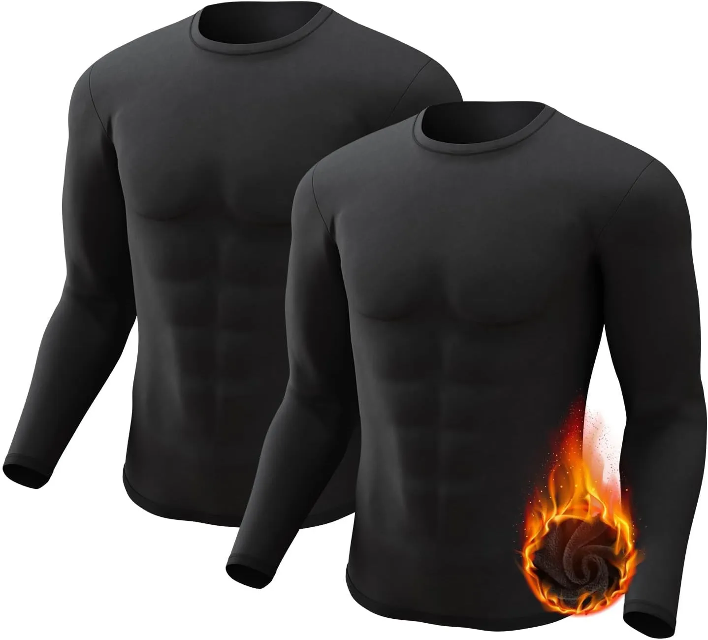 Men's Thermal Shirt 1/2/4 Pcs Fleece Lined Long Sleeve Tops Athletic Base Layer Long John Shirts for Men