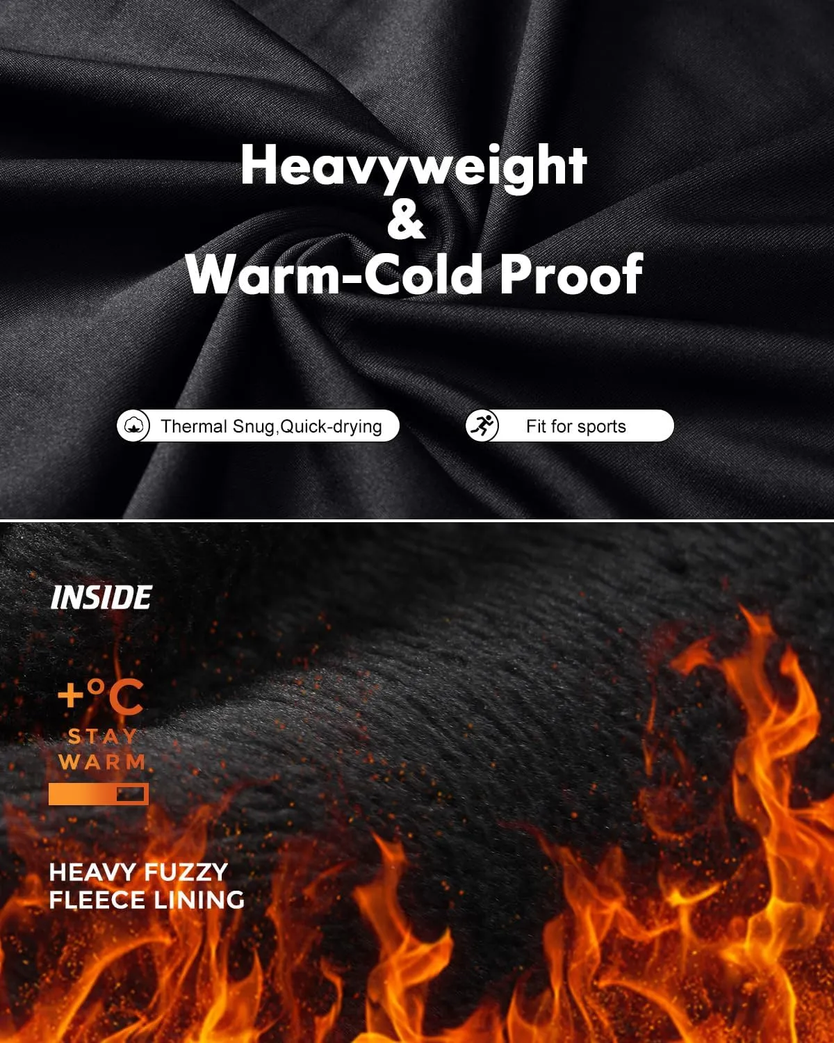 Men's Thermal Shirt 1/2/4 Pcs Fleece Lined Long Sleeve Tops Athletic Base Layer Long John Shirts for Men