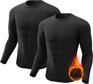 Men's Thermal Shirt 1/2/4 Pcs Fleece Lined Long Sleeve Tops Athletic Base Layer Long John Shirts for Men