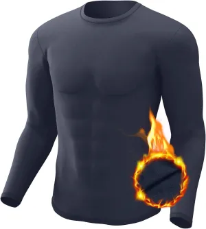 Men's Thermal Shirt 1/2/4 Pcs Fleece Lined Long Sleeve Tops Athletic Base Layer Long John Shirts for Men