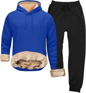 Mens Thermal Underwear Set Contrast Hooded Sweater Casual Sports Suit Thermal Underwear Henley Top Men's Thermal