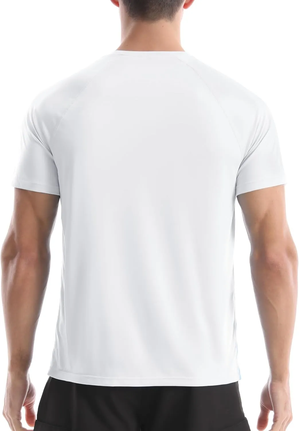 Men's UPF 50  Swim Shirts, Sun Protection Short Sleeve Rash Guard, Quick Dry T-Shirt for Fishing and Surfing
