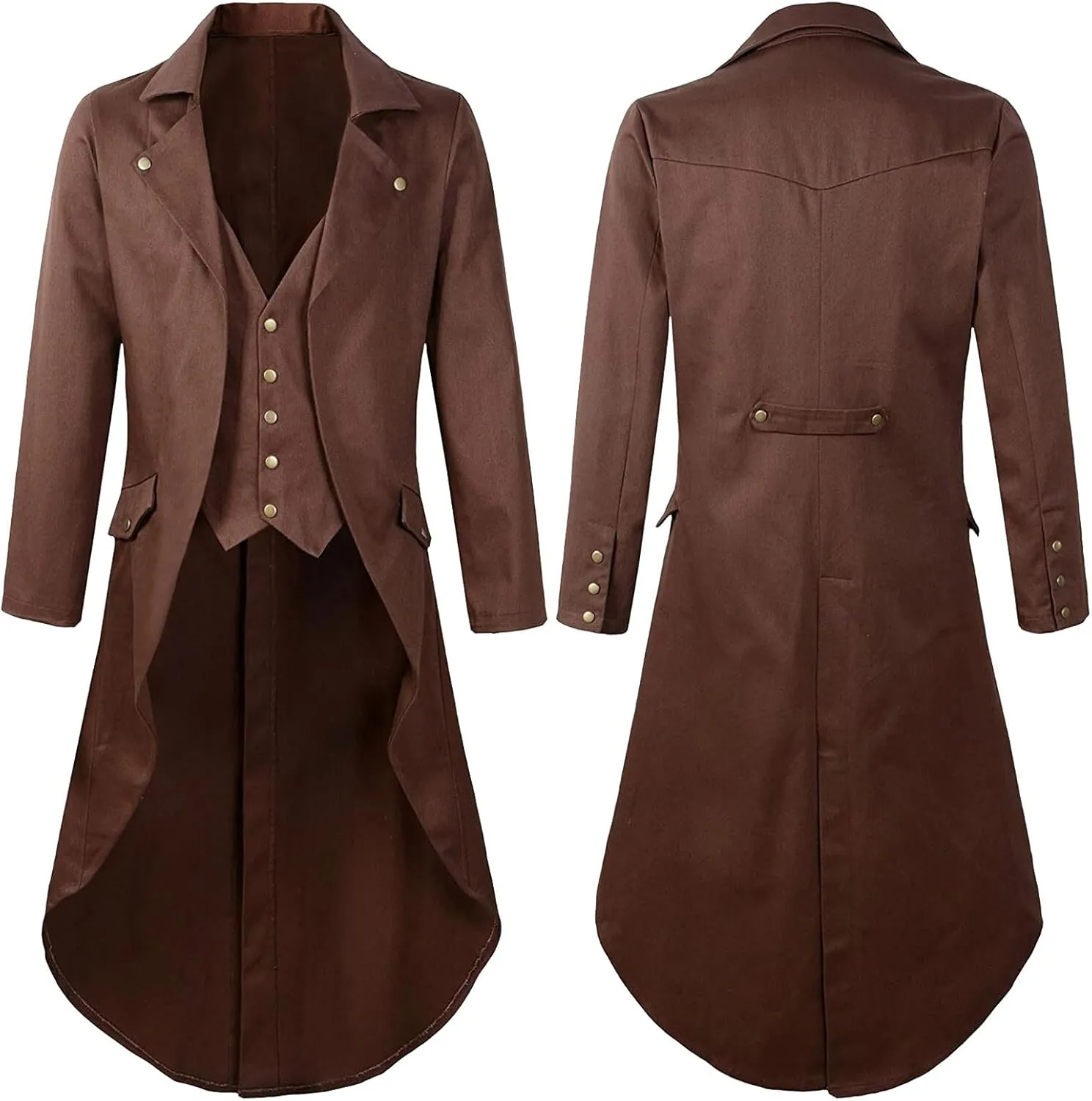 Mens Vintage Tailcoat Jacket, Gothic Victorian Frock Dress Coat, Steampunk Medieval Victorian Halloween Costume