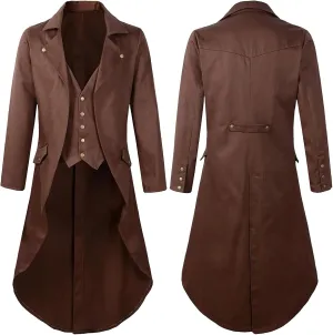 Mens Vintage Tailcoat Jacket, Gothic Victorian Frock Dress Coat, Steampunk Medieval Victorian Halloween Costume