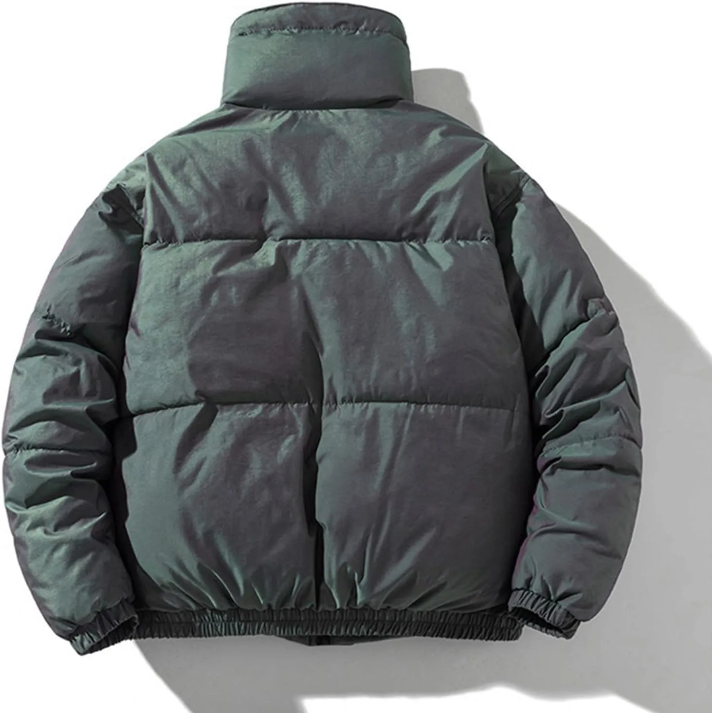 Men's Winter Cotton Padded Jacket Casual Quilted Stand Collar Coat Male Warm Zipper Reflective Drawstring Jacket