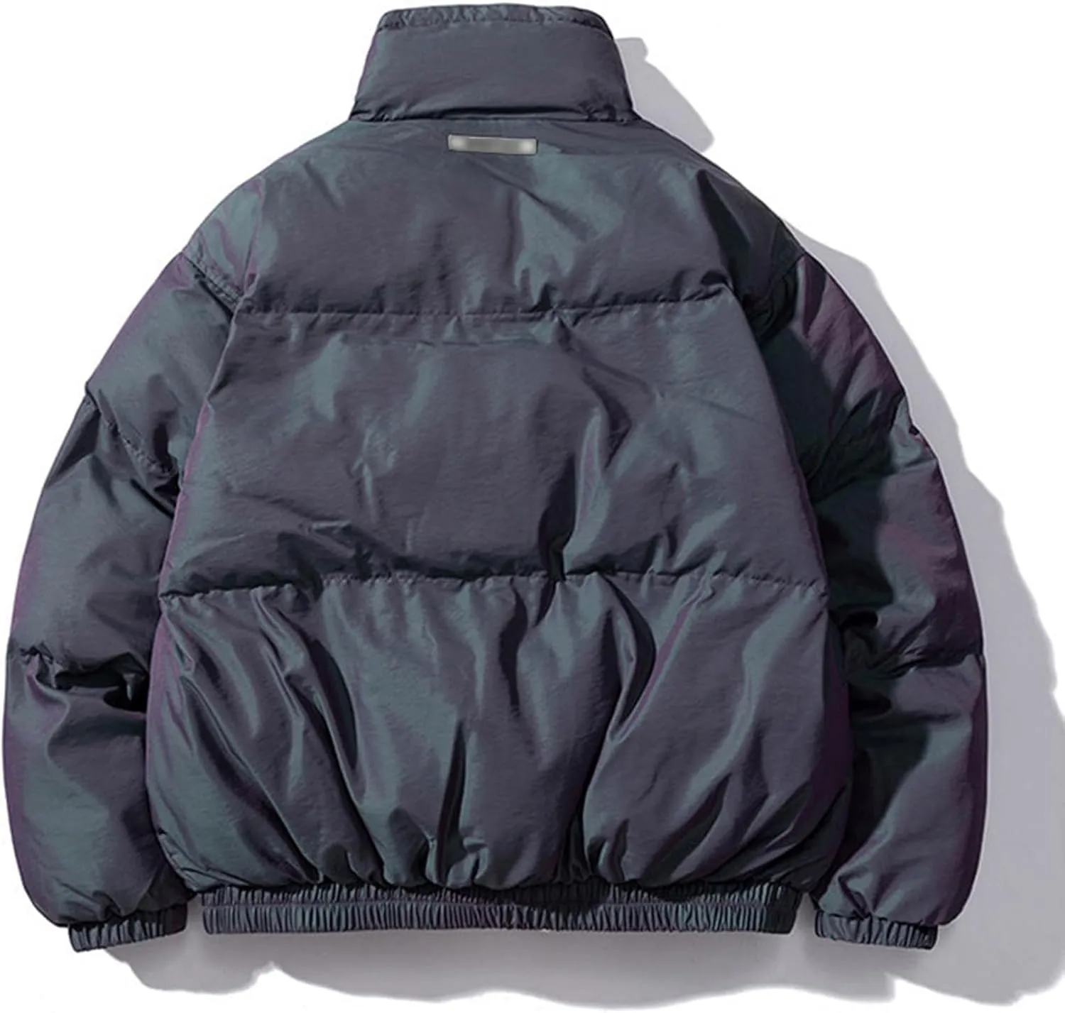 Men's Winter Cotton Padded Jacket Casual Quilted Stand Collar Coat Male Warm Zipper Reflective Drawstring Jacket