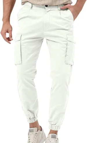 Mens Work Pants Slim Fit Cargo Pants for Men Tactical Tapered Trousers with Pocket Athletic Outdoor Joggers