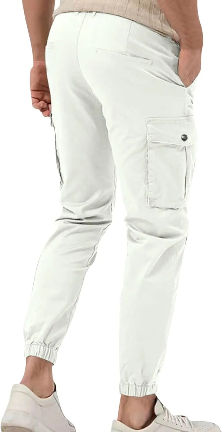 Mens Work Pants Slim Fit Cargo Pants for Men Tactical Tapered Trousers with Pocket Athletic Outdoor Joggers