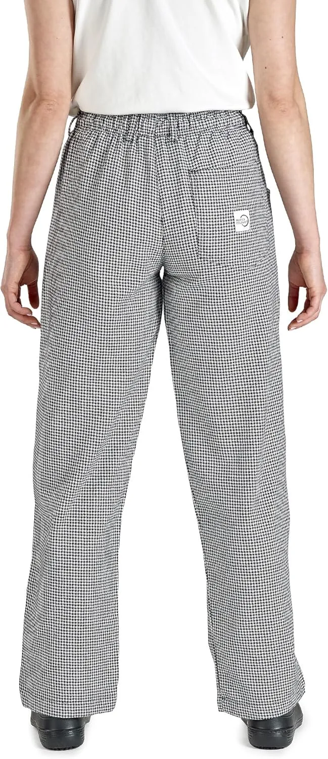 Mercer Culinary M60040HTL Millennia Women's Chef Pants in Hounds Tooth, Large, Black/White