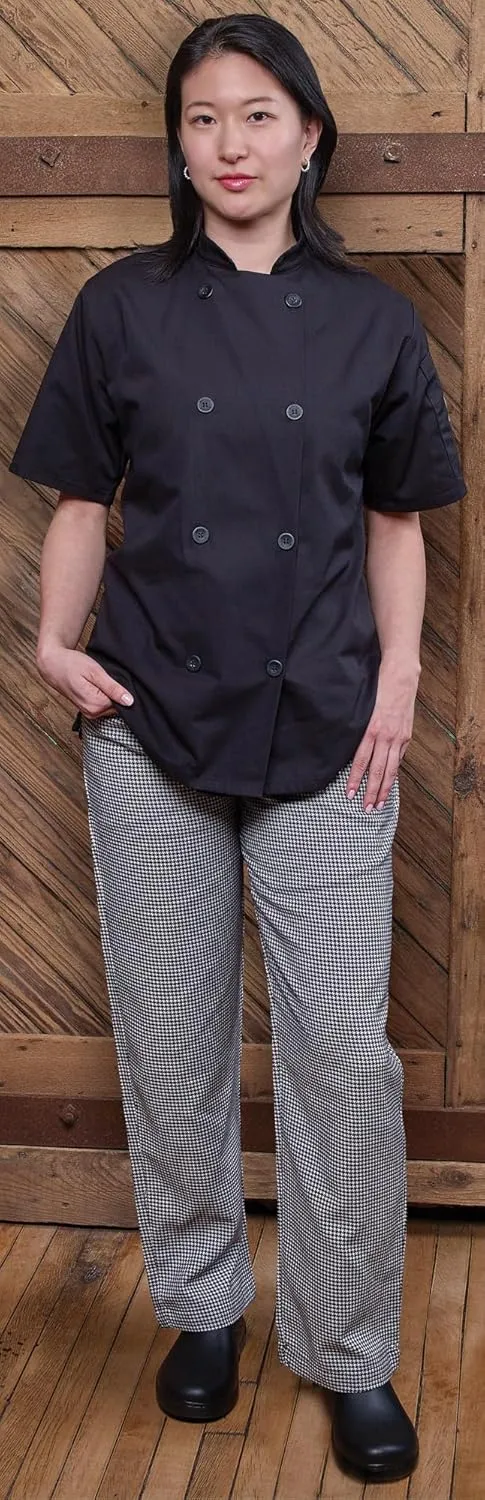 Mercer Culinary M60040HTL Millennia Women's Chef Pants in Hounds Tooth, Large, Black/White