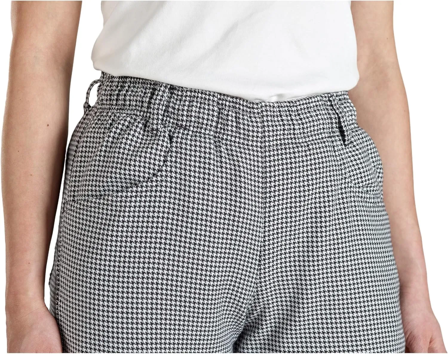 Mercer Culinary M60040HTL Millennia Women's Chef Pants in Hounds Tooth, Large, Black/White