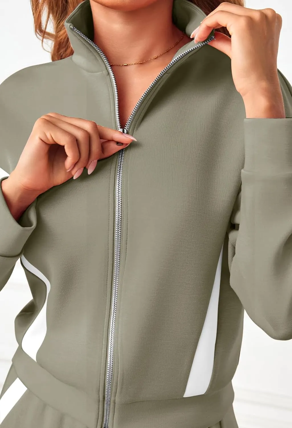 MEROKEETY Women's 2 Piece Outfits Color Block Sweatsuit Zip Up Sweatshirt Wide Leg Sweatpant Tracksuit Lounge Travel Set