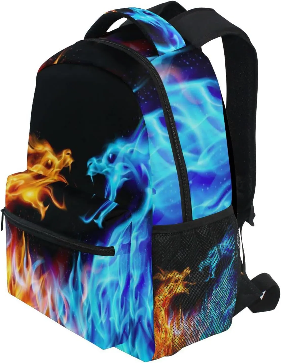 Miaoquhe Gold Fire and Blue Ice Dragon School Backpack, Water Resistant Shoulder Bookbag Children School Outdoors Travel